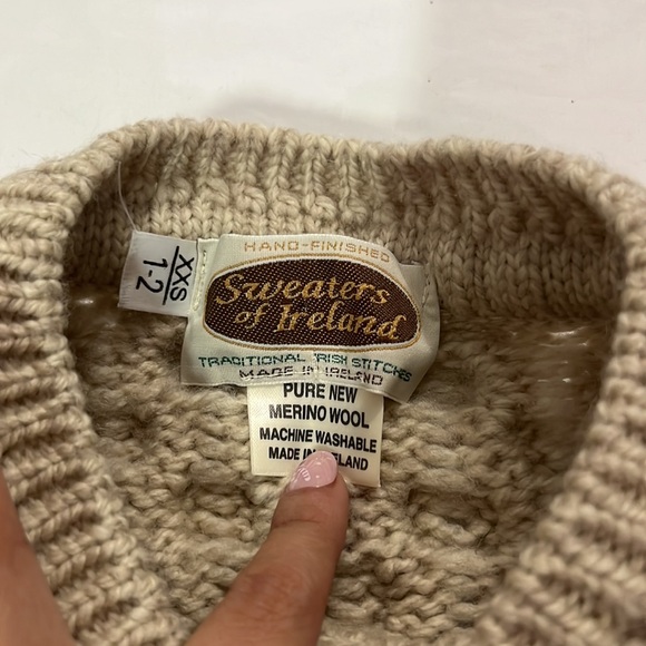 Sweaters of Ireland Pure Merino Wool Baby Cable Knit Hand Finished Size 18M - Picture 3 of 6